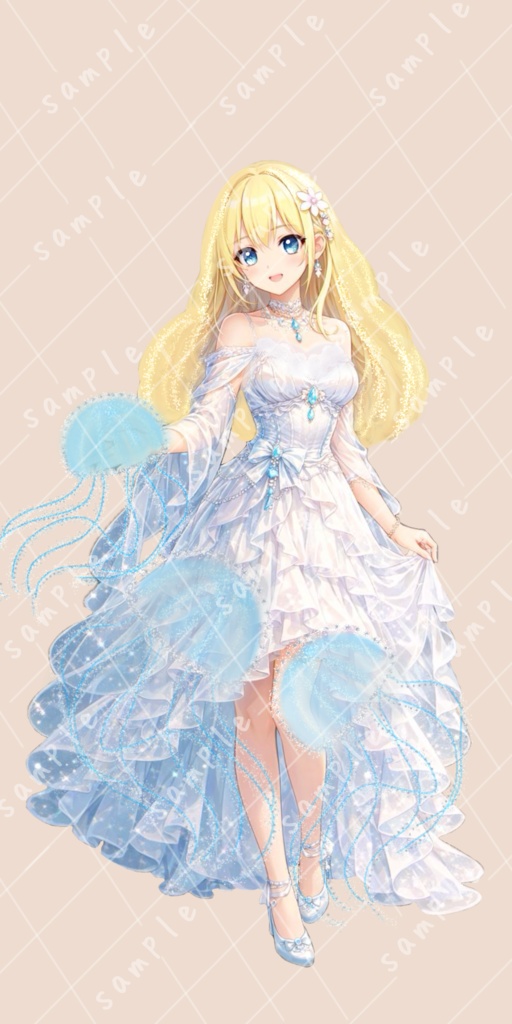 可愛くて美しいクラゲの精霊