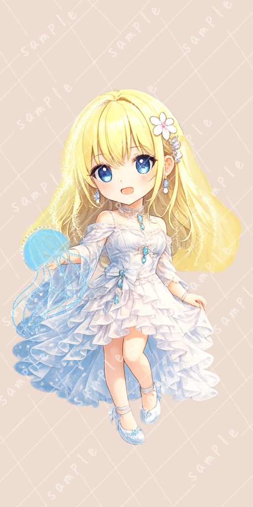 可愛くて美しいクラゲの精霊