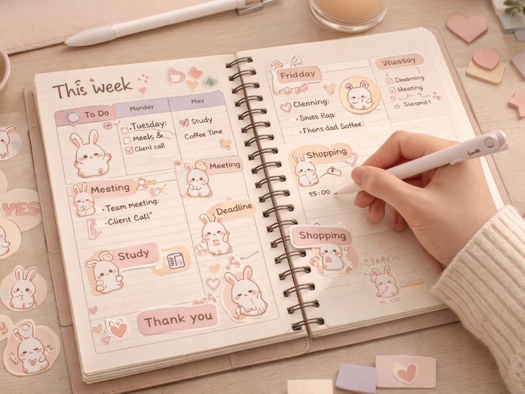 もちぴょん デジタルステッカー セージ 80点|手帳・iPad・GoodNotes対応|ゆるかわうさぎ