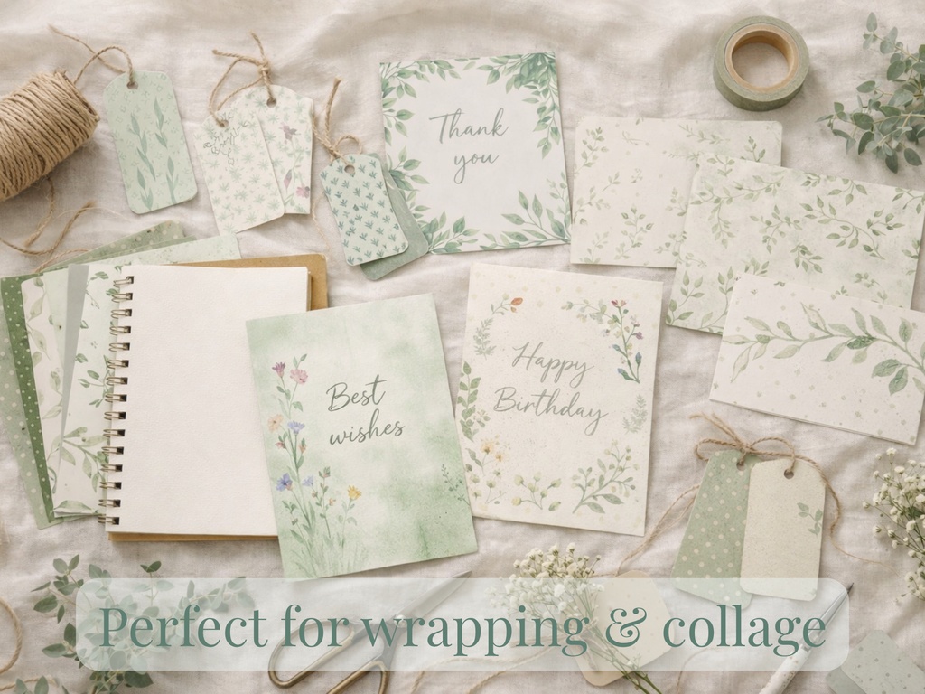 ボタニカル デジタルペーパー 18枚セット|水彩 ナチュラル背景素材・ラッピング・コラージュ