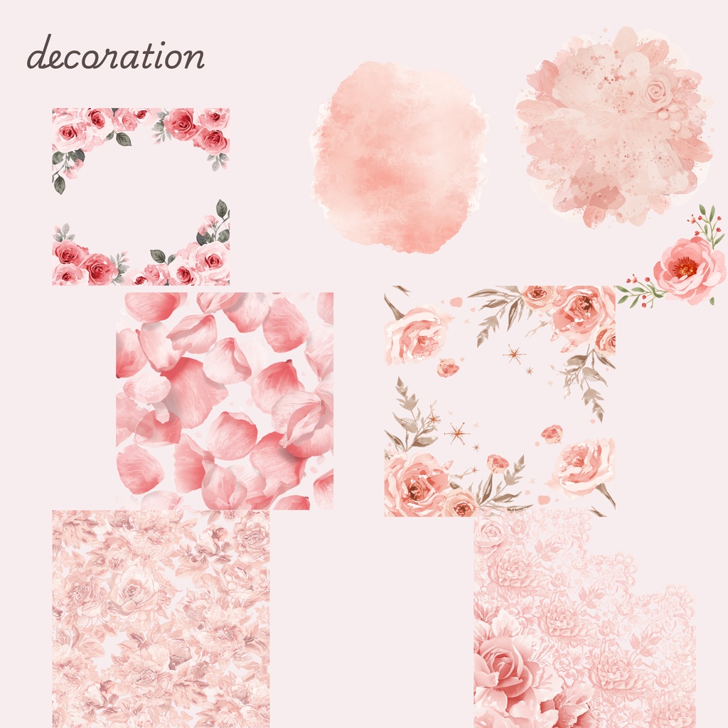 ピンクのウェディング素材125点|PNG透過|フラワークリップアート|結婚式・招待状・Canva対応