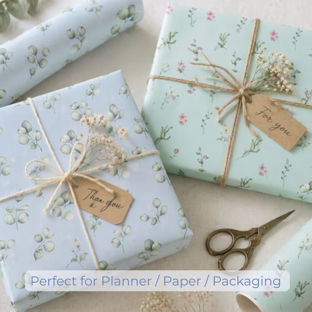 ブルー系デジタルペーパー16種類セット|花柄・ボタニカル|背景素材・ラッピング・招待状に