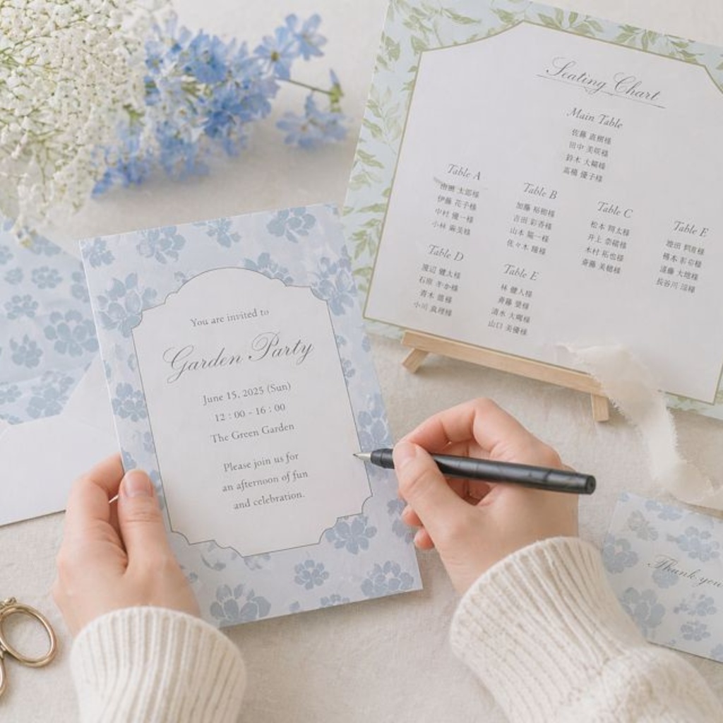 ブルー系デジタルペーパー16種類セット|花柄・ボタニカル|背景素材・ラッピング・招待状に