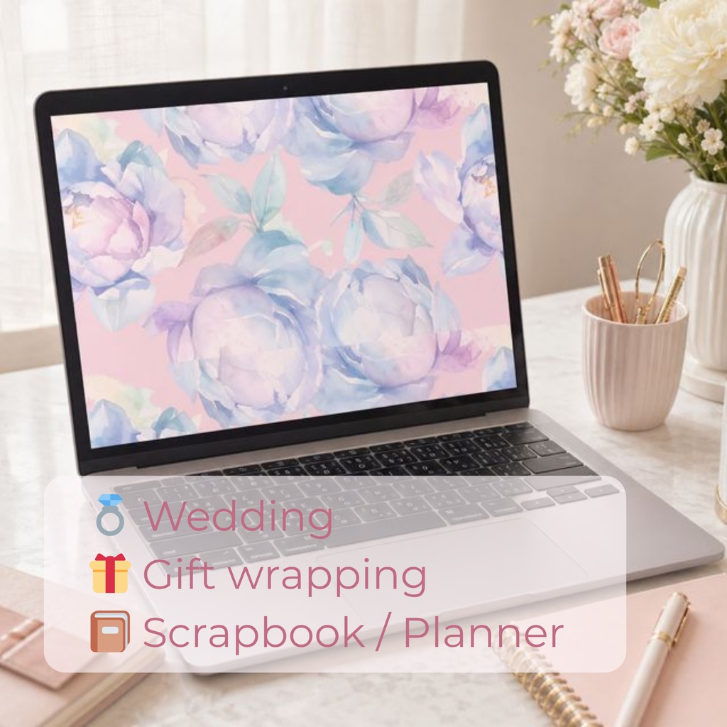 ピンクの花柄ウェディング招待状セット|牡丹フラワー|結婚式・ブライダル・ペーパーアイテム|PNGダウンロード