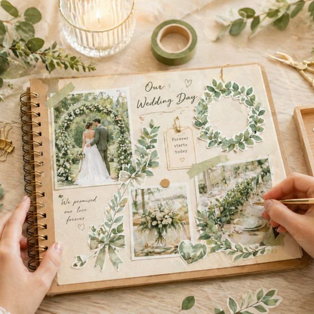 グリーンのウェディング素材158点|PNG透過|ユーカリ・ボタニカルクリップアート|結婚式・招待状・Canva対応