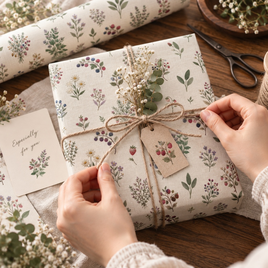 ハーブ&ベリーのボタニカル刺繍風 デジタルペーパー15柄|花・木の実・植物|シームレス PNG 商用利用OK