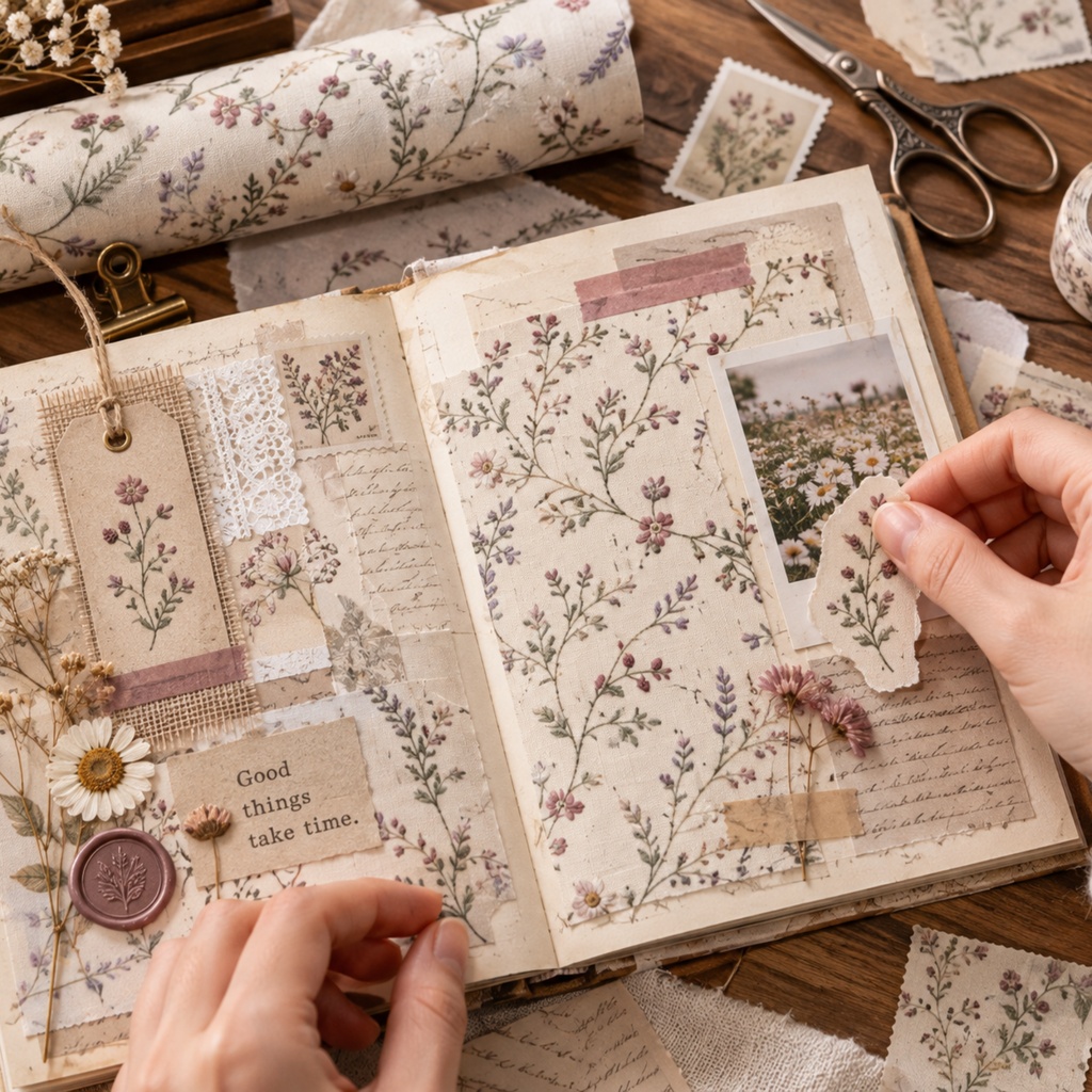 ハーブ&ベリーのボタニカル刺繍風 デジタルペーパー15柄|花・木の実・植物|シームレス PNG 商用利用OK