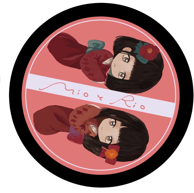 みおりおレコード風缶バッチ(一重梅)
