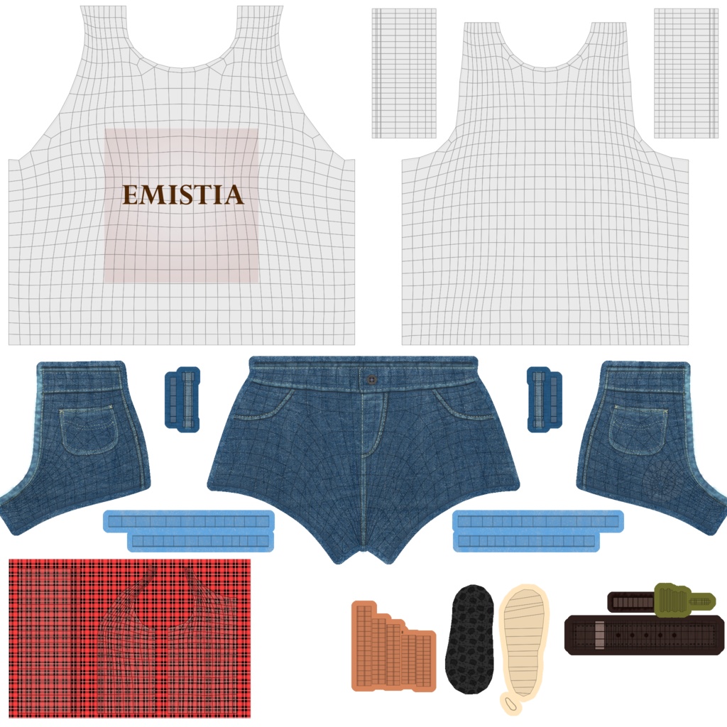 【エミスティアちゃん対応】ショートパンツスタイル3Dモデル