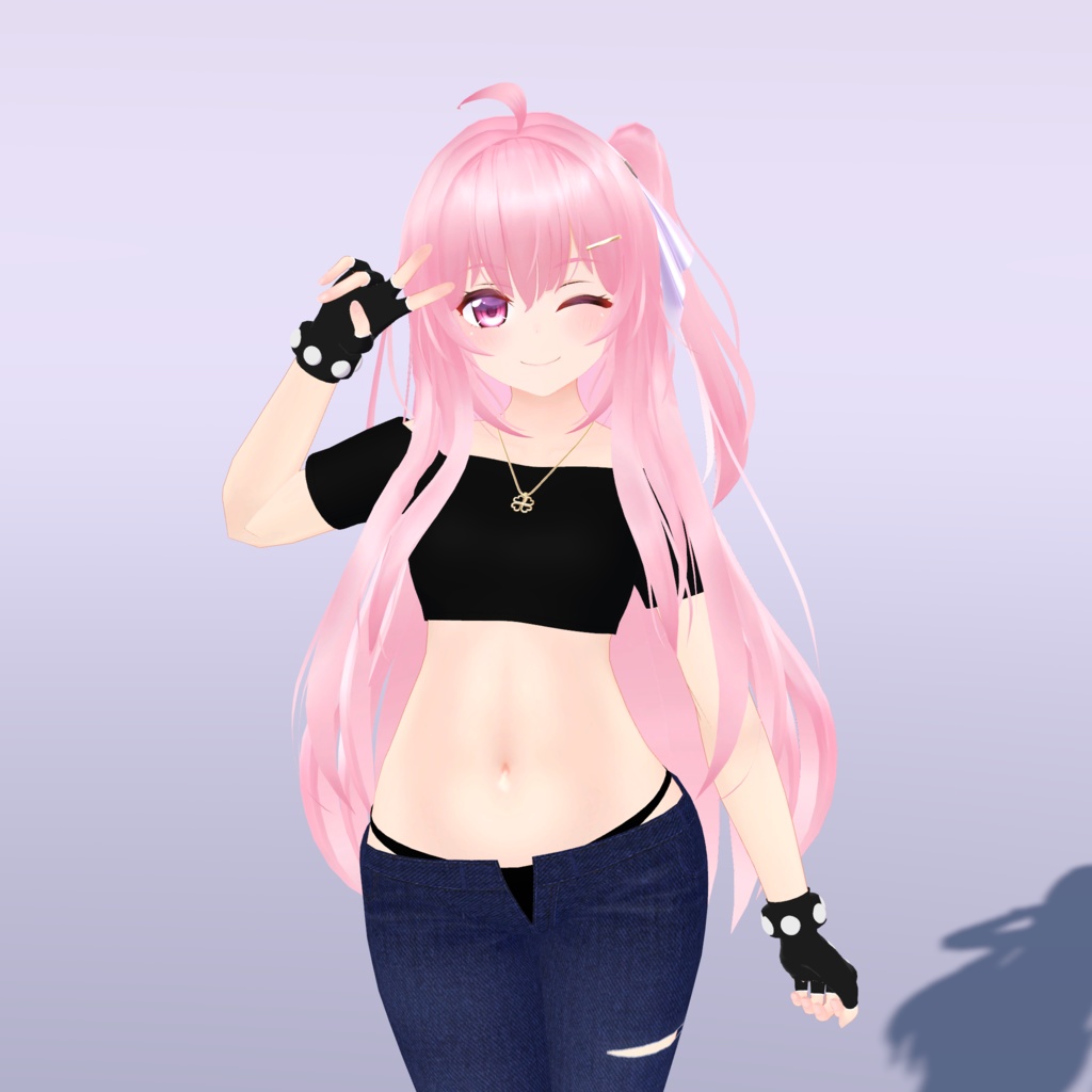 【エミスティアちゃん対応】ローライズデニム へそ出しスタイル