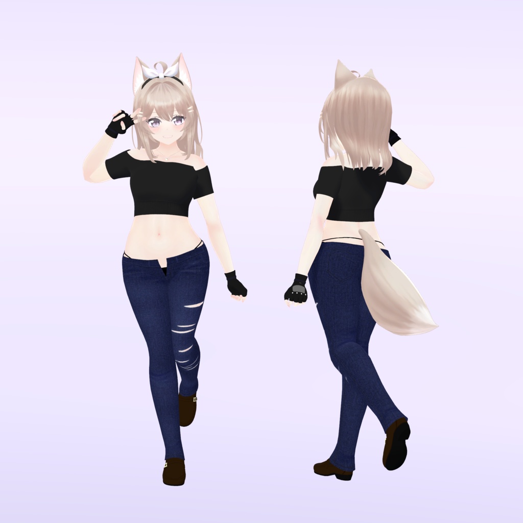 【キュリシアちゃん対応】ローライズデニム へそ出しスタイル