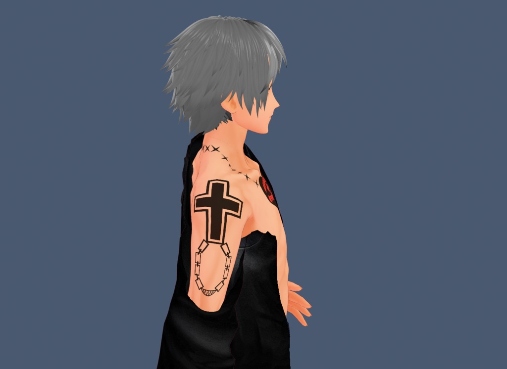 【Vroid正式版】ダメージジャケット+ボディタトゥー