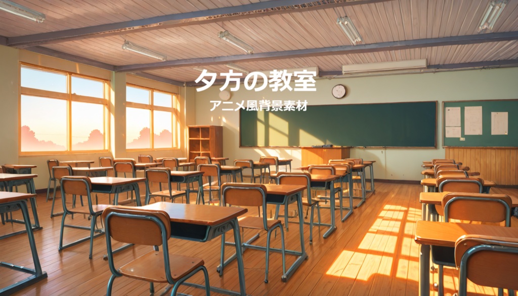 【背景素材】夕方の教室(無人) / 4K・FHD対応【ゲーム・配信・動画用】