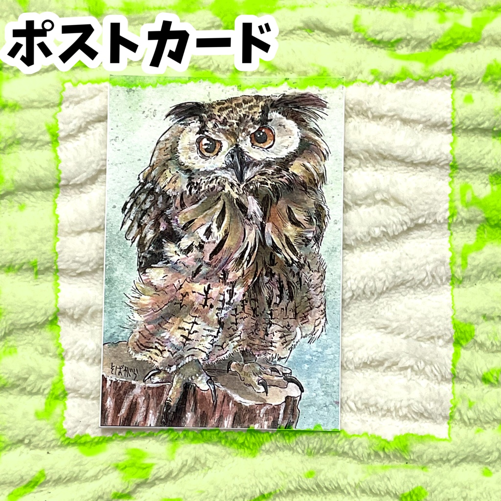 ポストカード「さわモフやか」　ベンガルワシミミズク