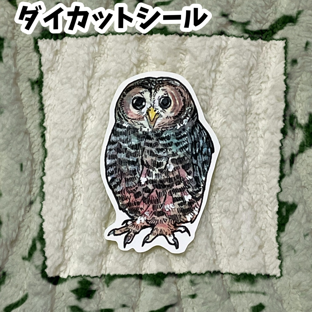 ダイカットシール　アカアシモリフクロウ
