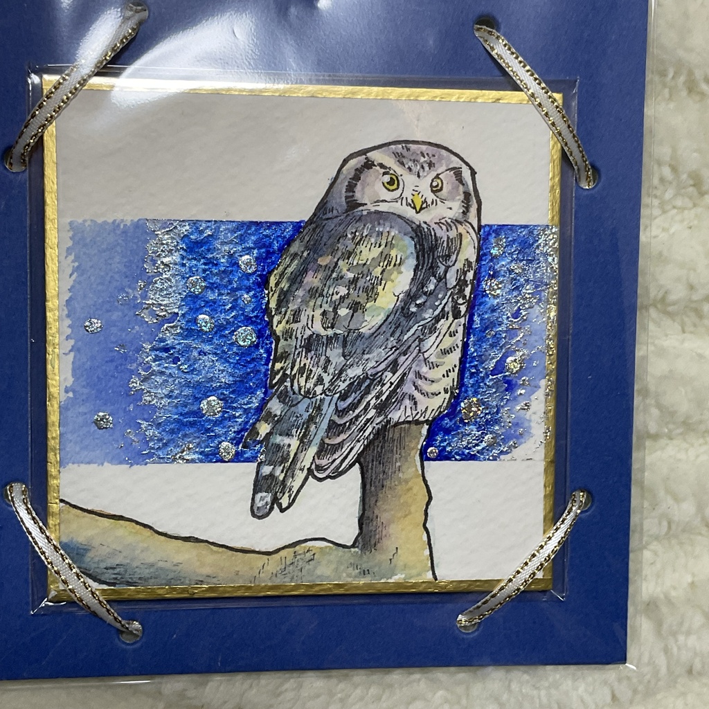 ミニ色紙原画「夜はこれから」
