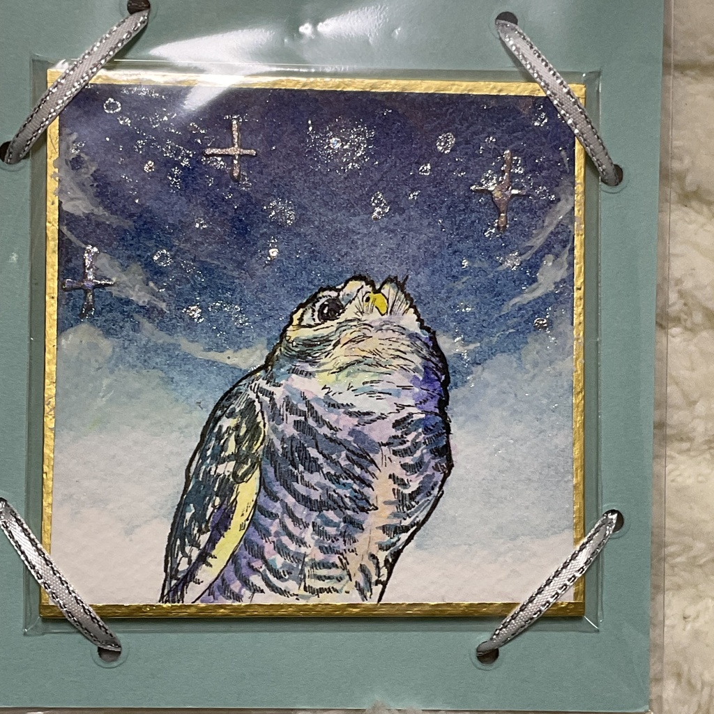 ミニ色紙原画「何かやたらと光る星だな」