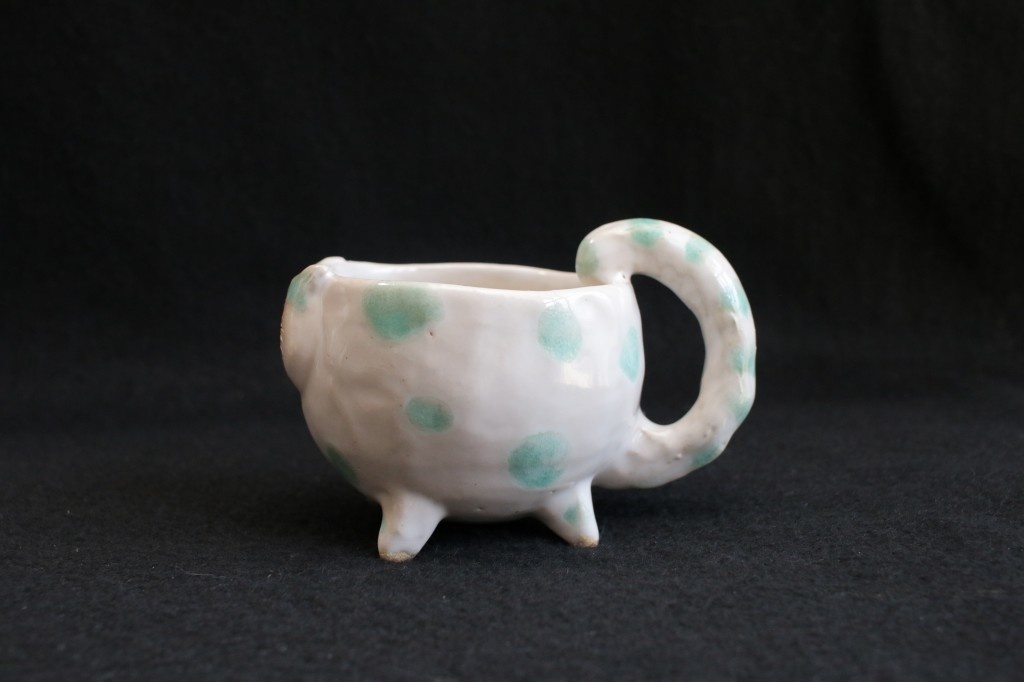 陶器「猫カップ★水玉」