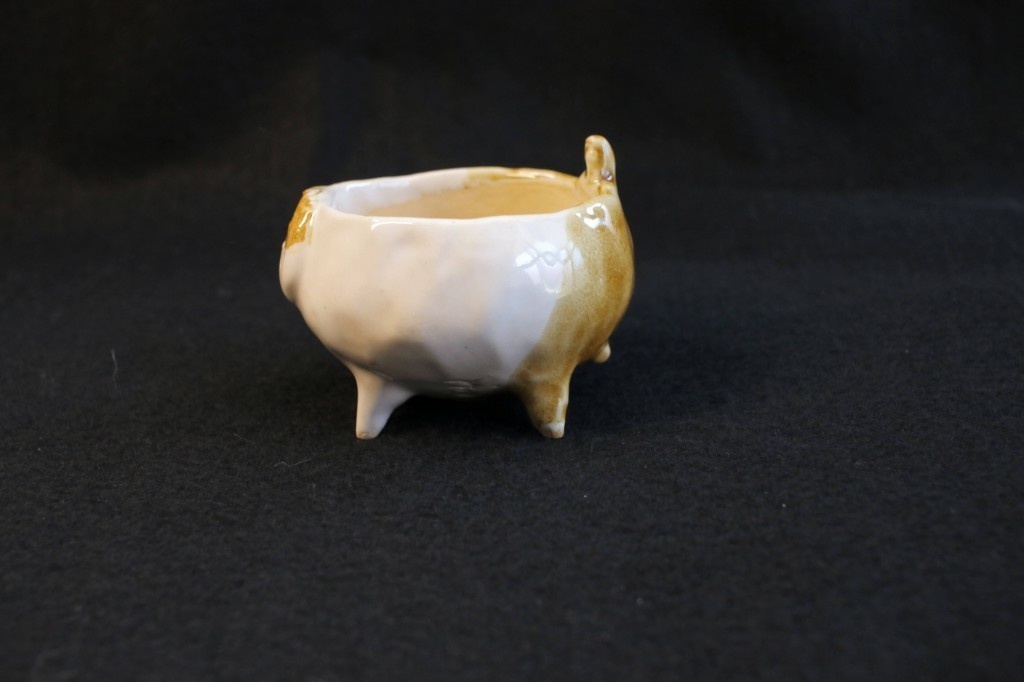 陶器「植木鉢★茶白猫」※底穴あり