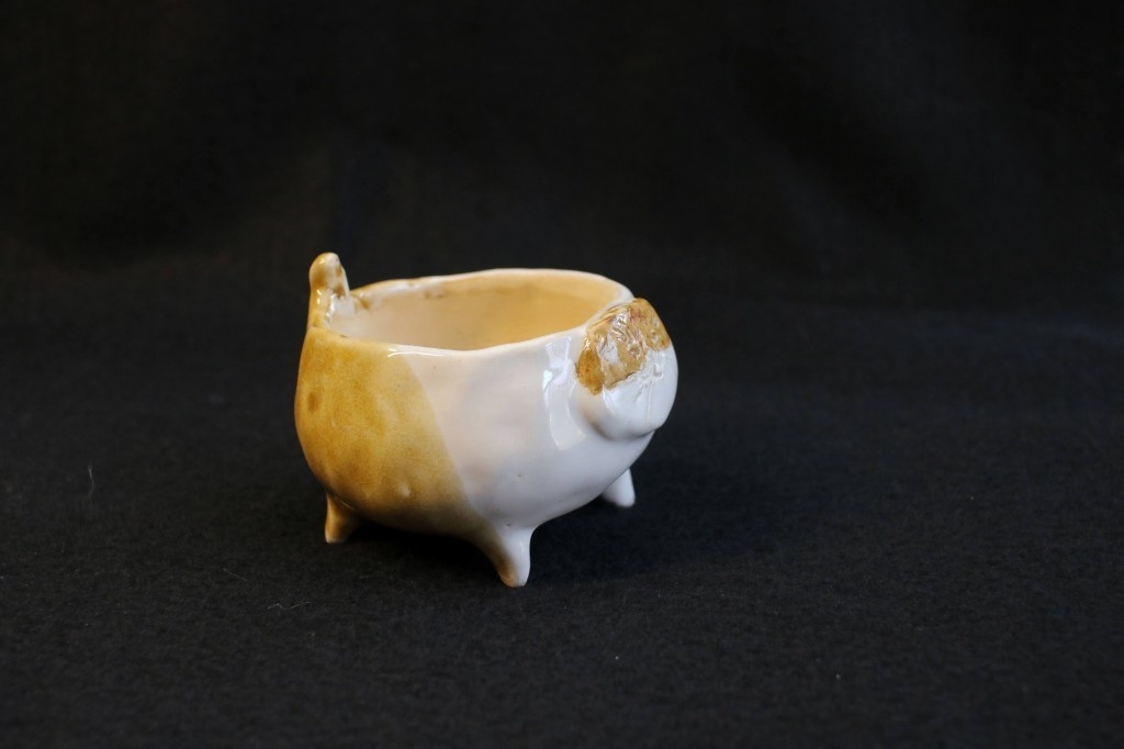 陶器「植木鉢★茶白猫」※底穴あり