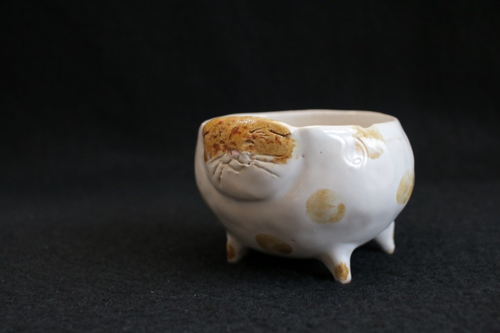 陶器「フリーカップ★茶白猫2」