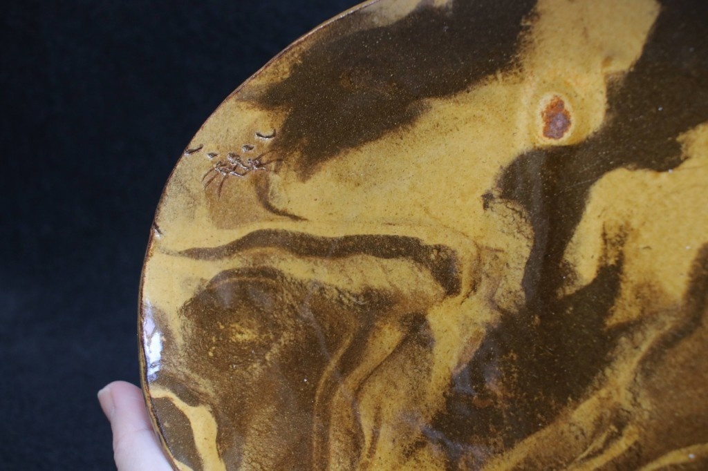 陶器「ねこオーバル皿(黄瀬戸・マーブル)」