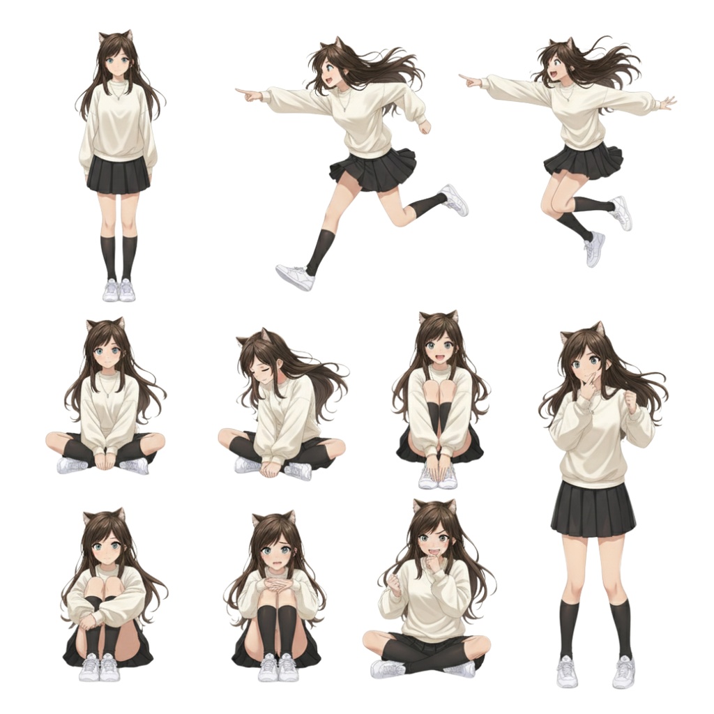 感情つたわる ねこみみポーズ集 感情&アクションポーズ23点