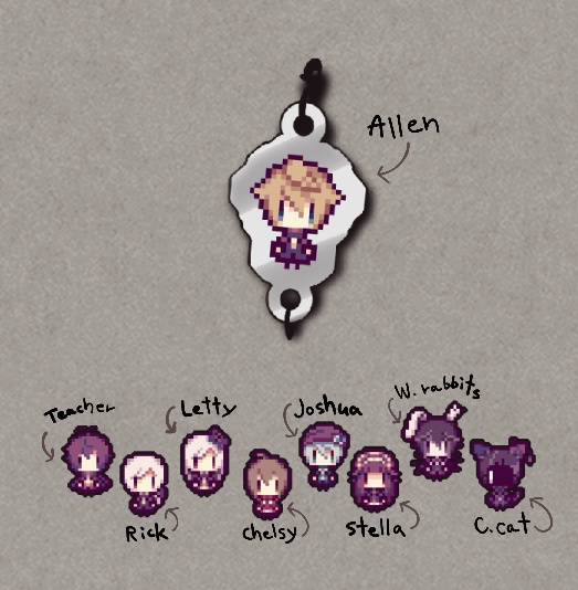 Alicemareドット絵連結アクリルチャーム