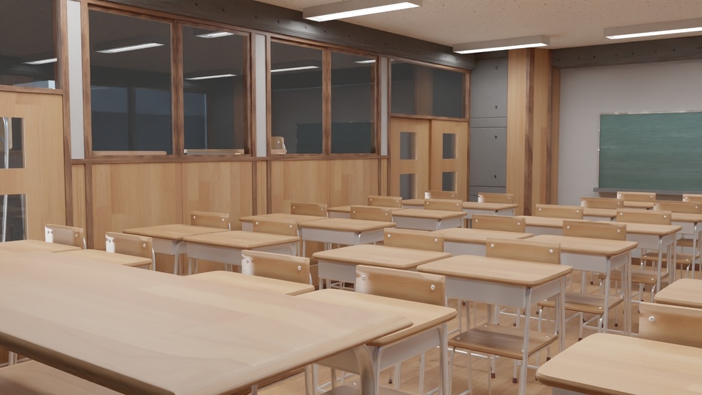 【3DCGモデル商用利用可】学校の教室