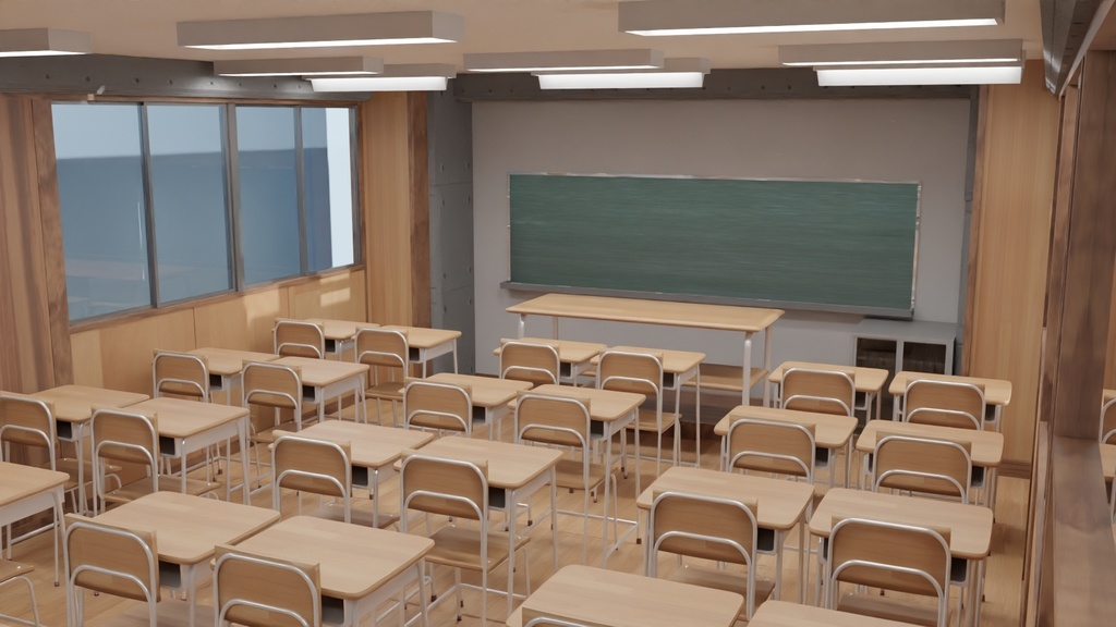 【3DCGモデル商用利用可】学校の教室