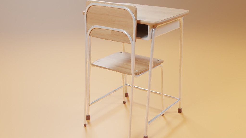 【3DCGモデル商用利用可】学校の机と椅子