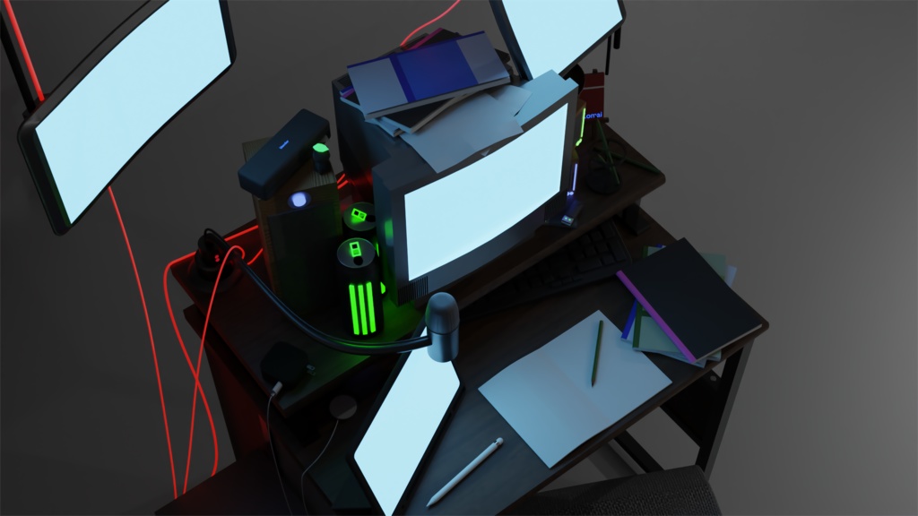 【3Dモデル】サイバーな作業机