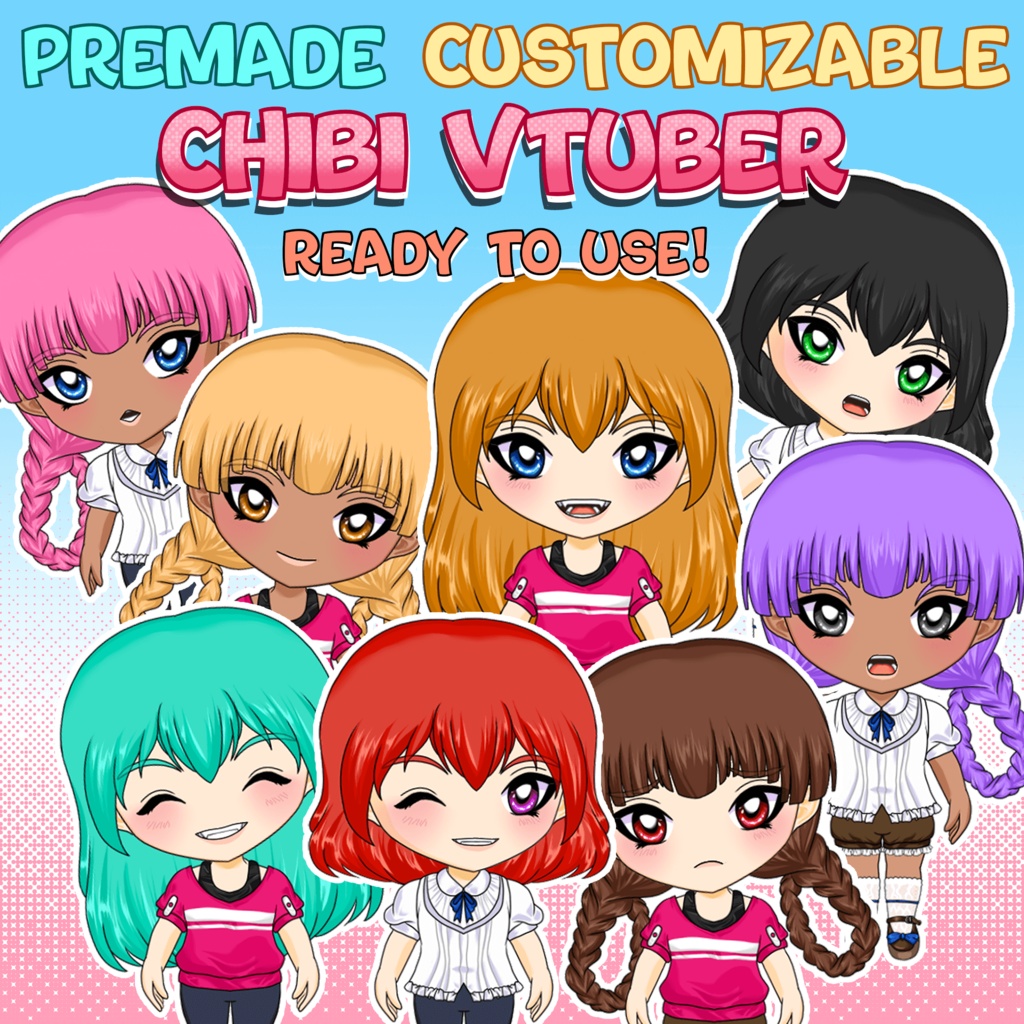 Live2D customizable model, premade model, chibi model