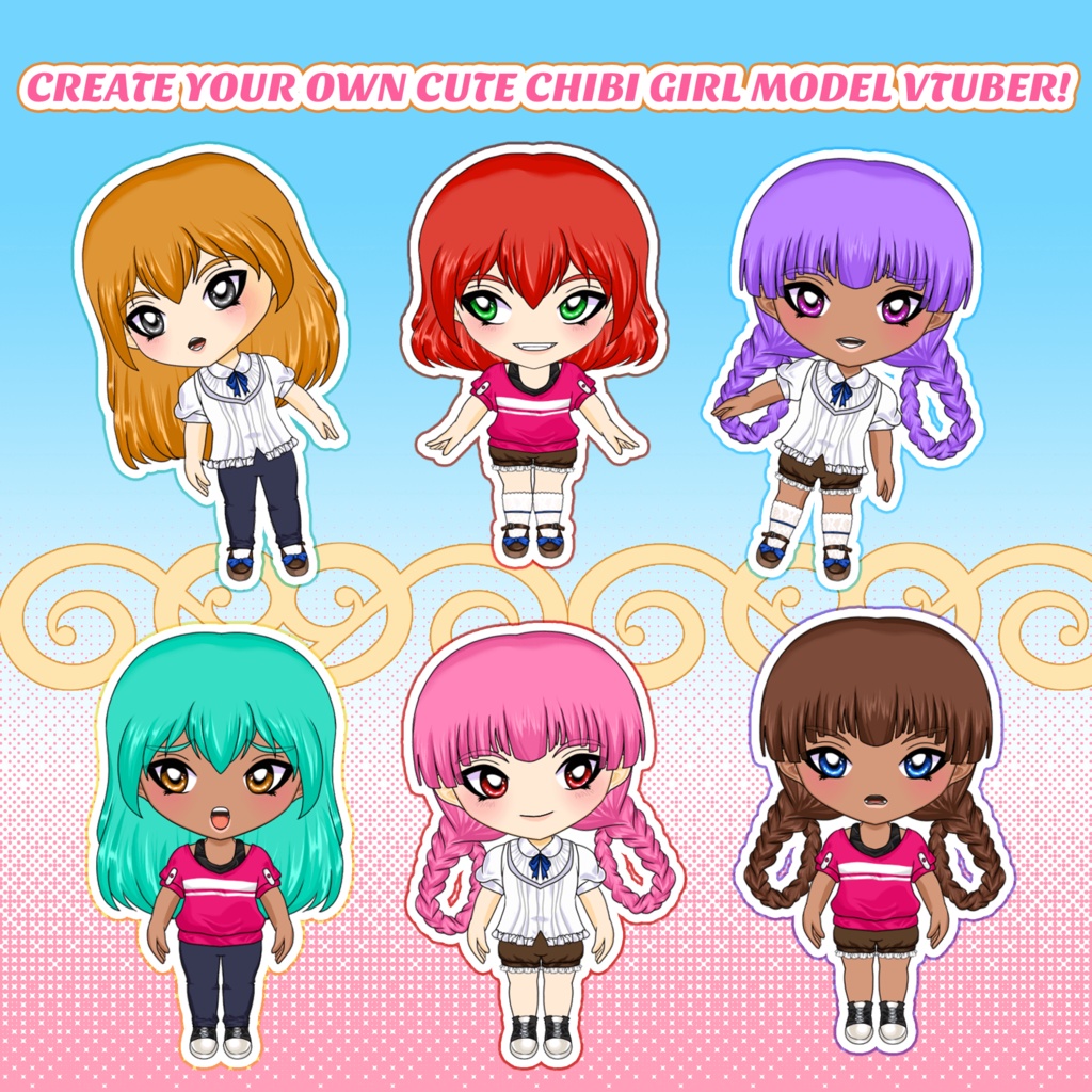 Live2D customizable model, premade model, chibi model