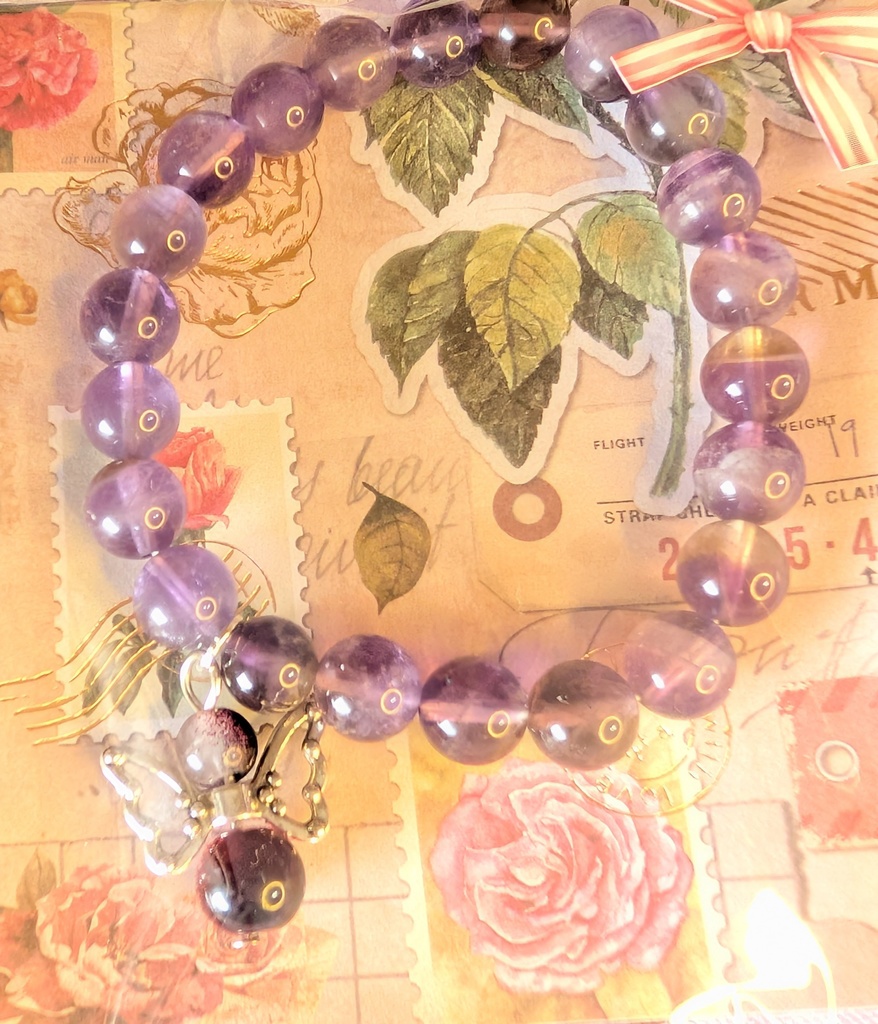 【天使の願い石シリーズ】とろける癒しのラベンダーアメジストブレスレット(16cm)