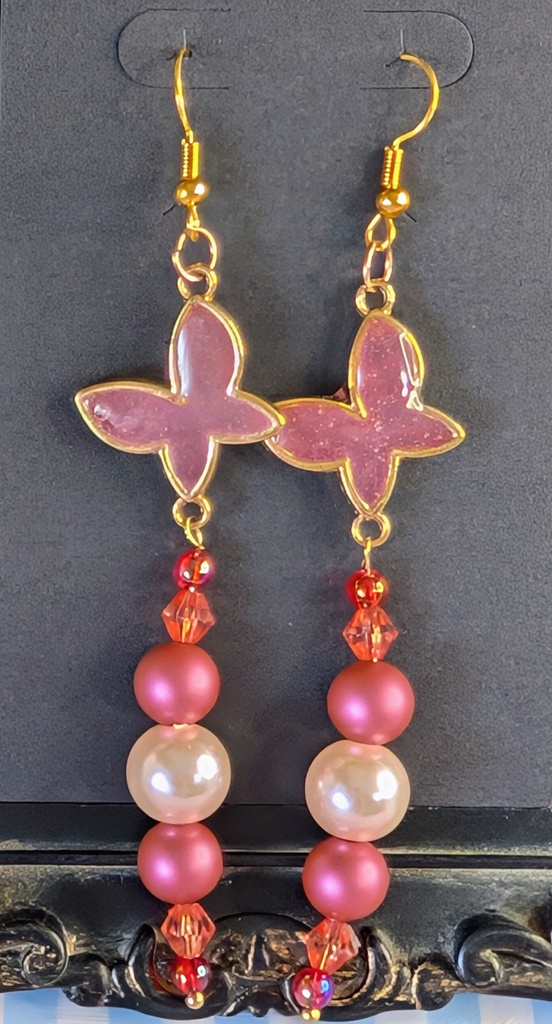 【ゆめ★きら】シリーズ★夢かわきらきら 蝶々ピアス(ピンク/ゴールド)