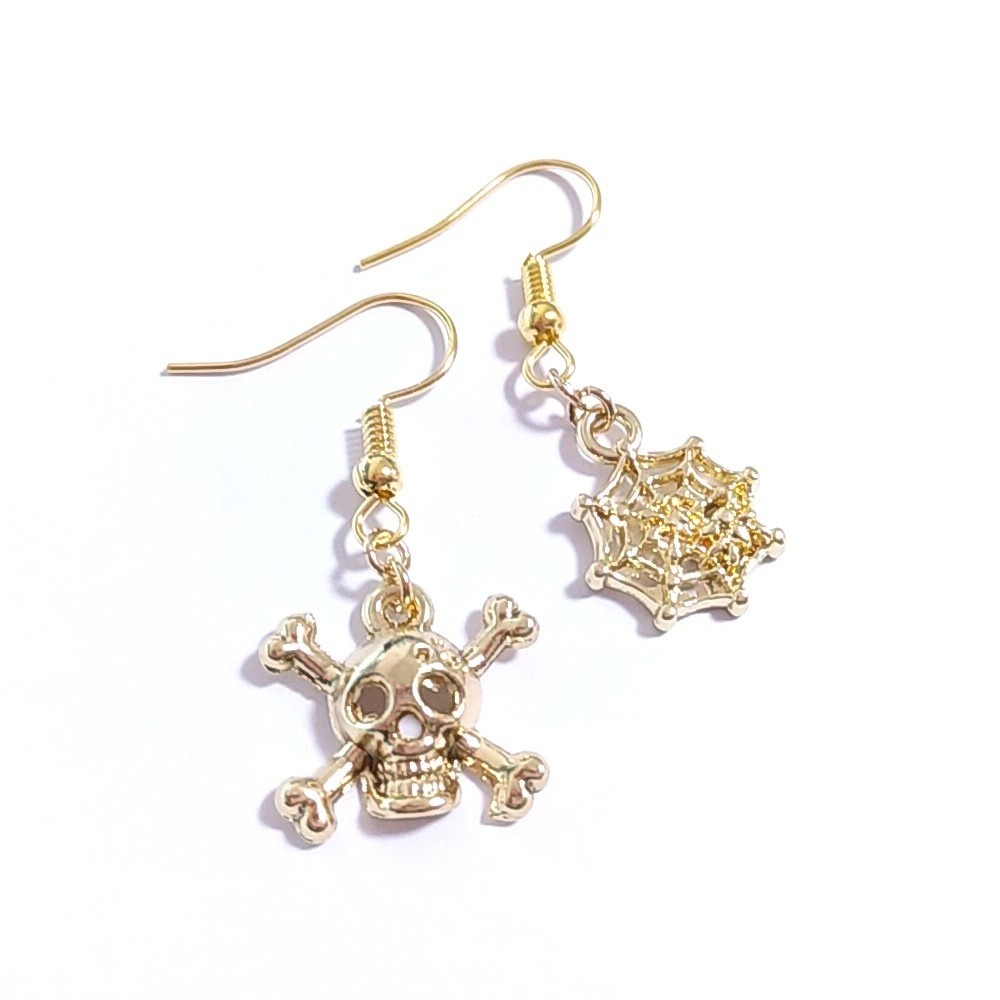 ハロウィン★ドクロ&蜘蛛の巣/ピアス/イヤリング/ネックレス