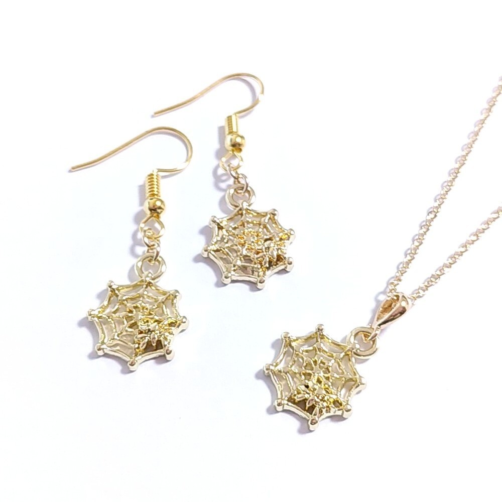 ハロウィン★ドクロ&蜘蛛の巣/ピアス/イヤリング/ネックレス