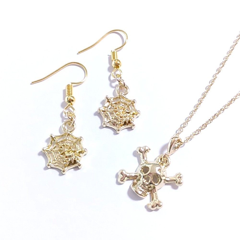 ハロウィン★ドクロ&蜘蛛の巣/ピアス/イヤリング/ネックレス