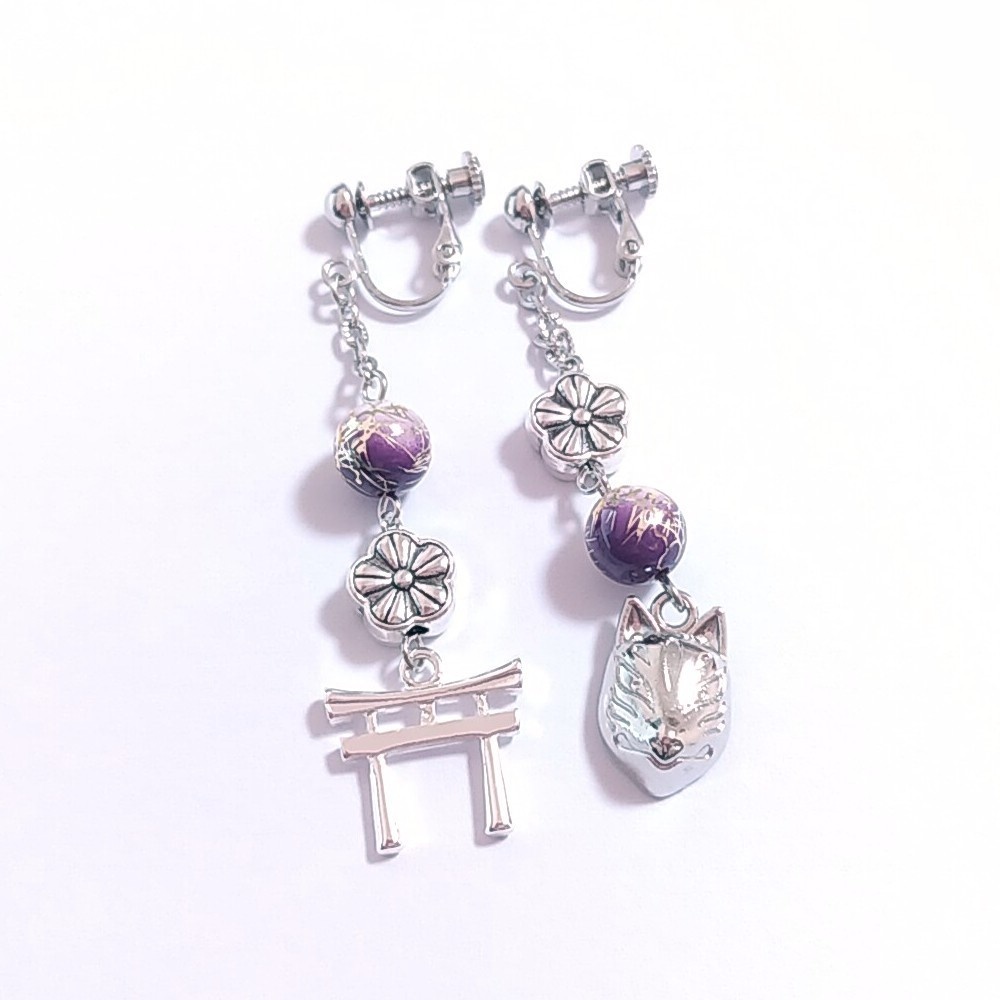 全9色❀鳥居とお狐様の和風ピアス/イヤリング