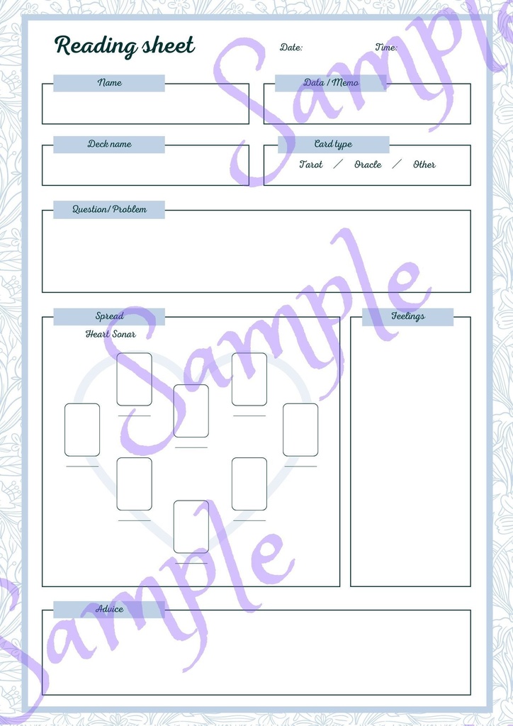 タロット・オラクル カード【リーディング 記録シートセット】