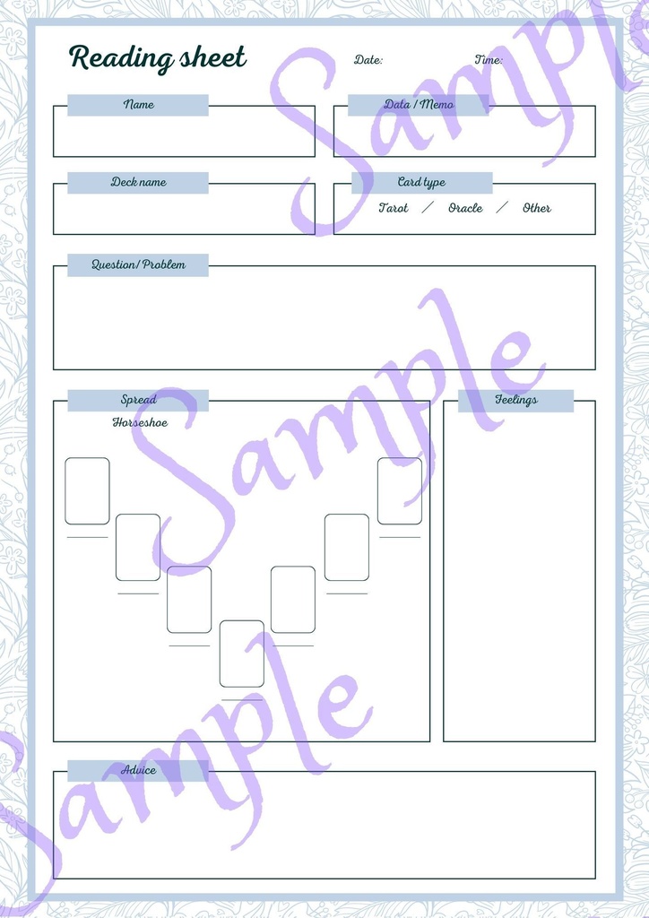 タロット・オラクル カード【リーディング 記録シートセット】