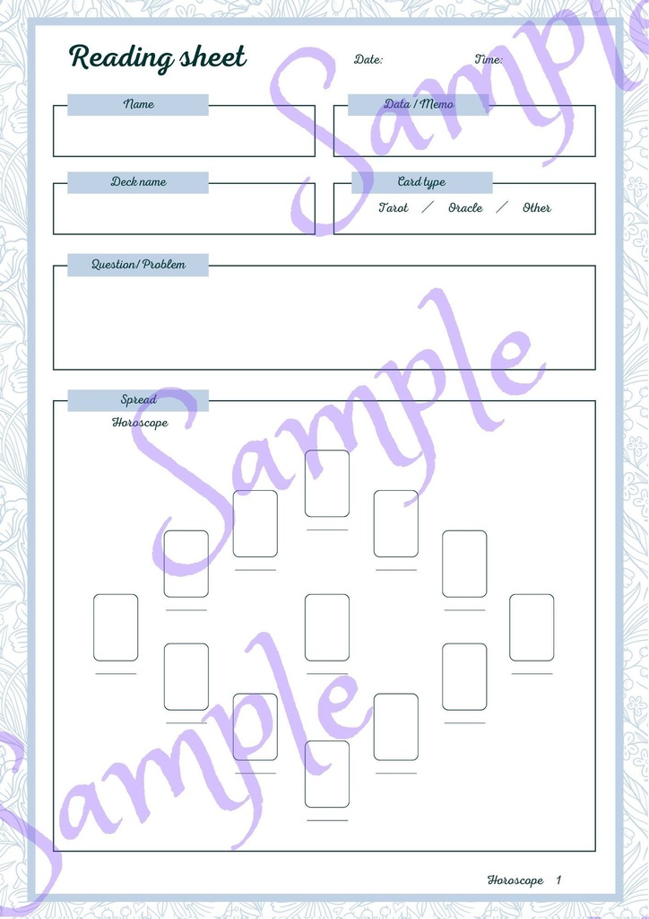 タロット・オラクル カード【リーディング 記録シートセット】