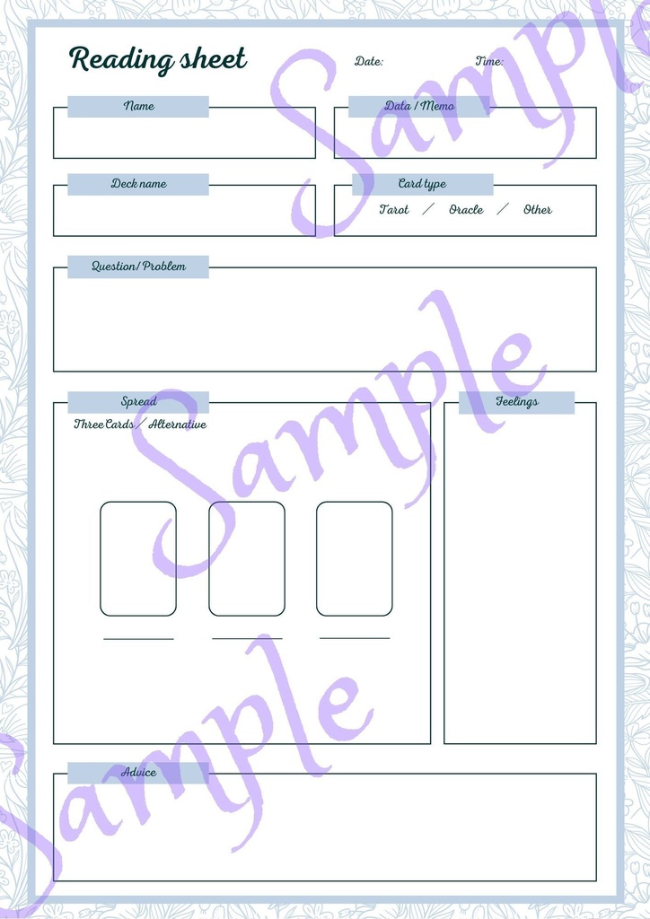 タロット・オラクル カード【リーディング 記録シートセット】