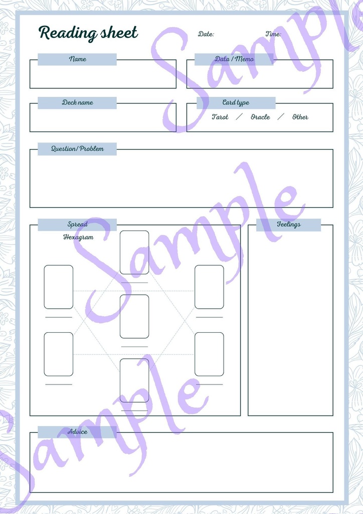 タロット・オラクル カード【リーディング 記録シートセット】