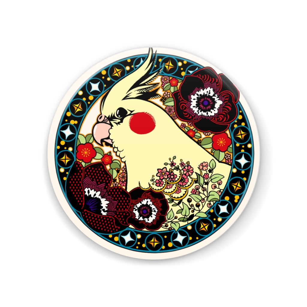 オカメとお花のミラー(2サイズ)