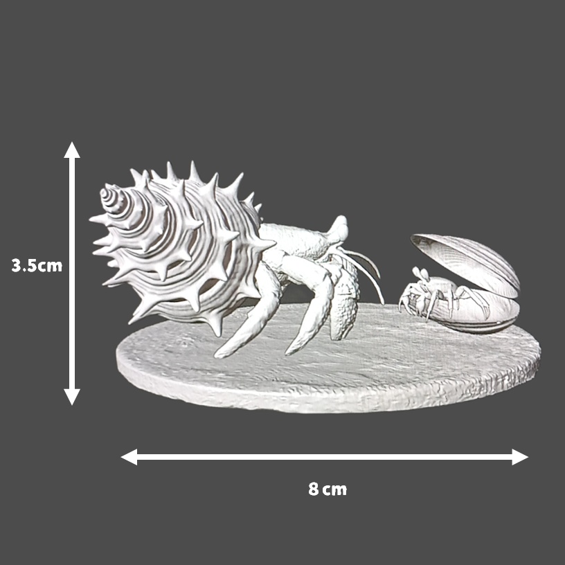 〈光造形3Dプリンタ出力レジンキット〉ヤドカリとかくれんぼカニさん