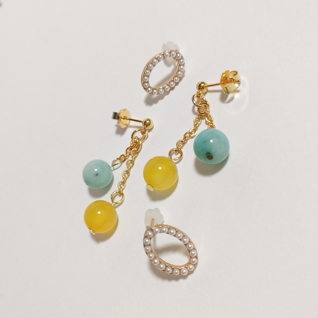 “ゼロ”×ミントカラー ピアスセット