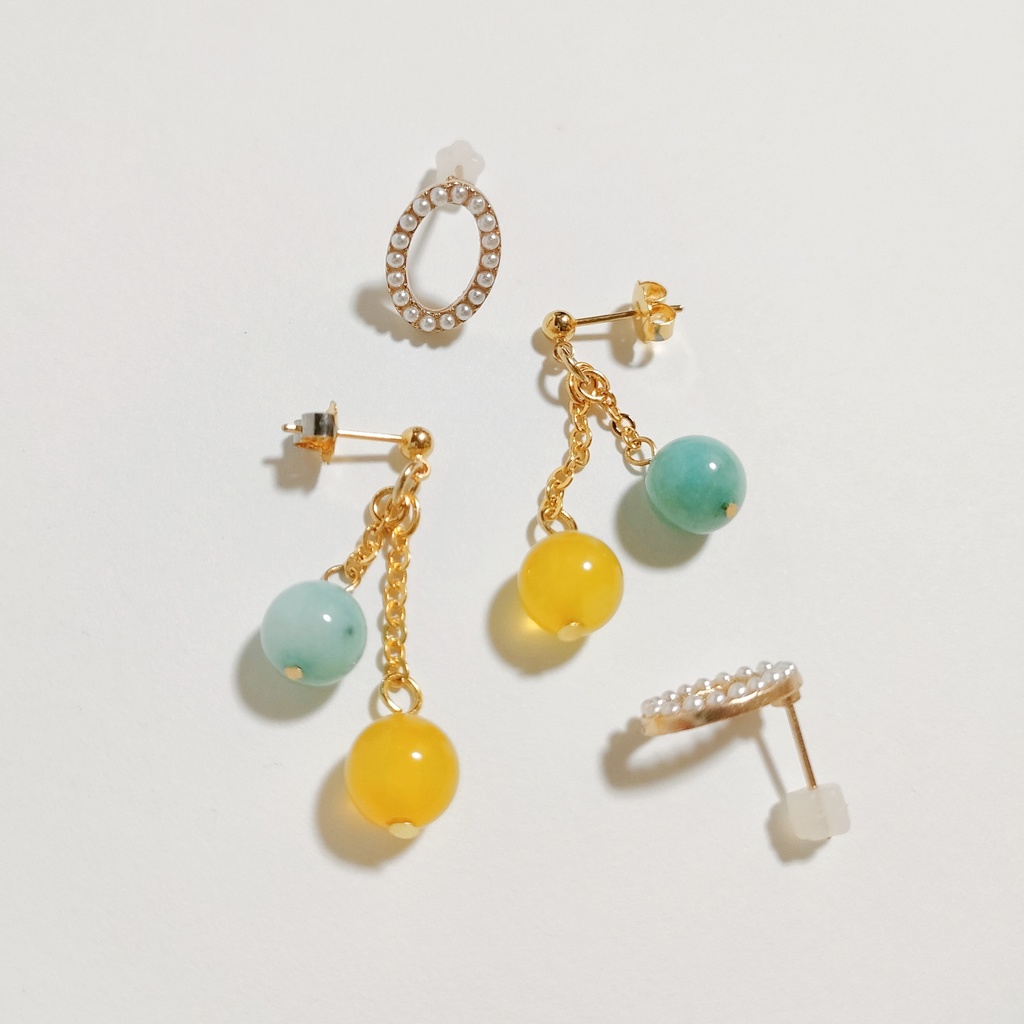 “ゼロ”×ミントカラー ピアスセット