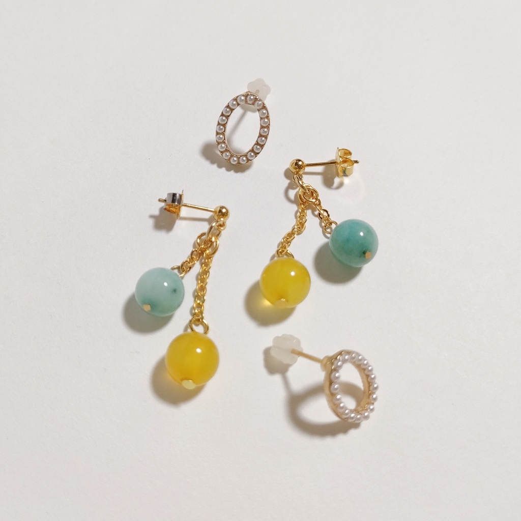 “ゼロ”×ミントカラー ピアスセット